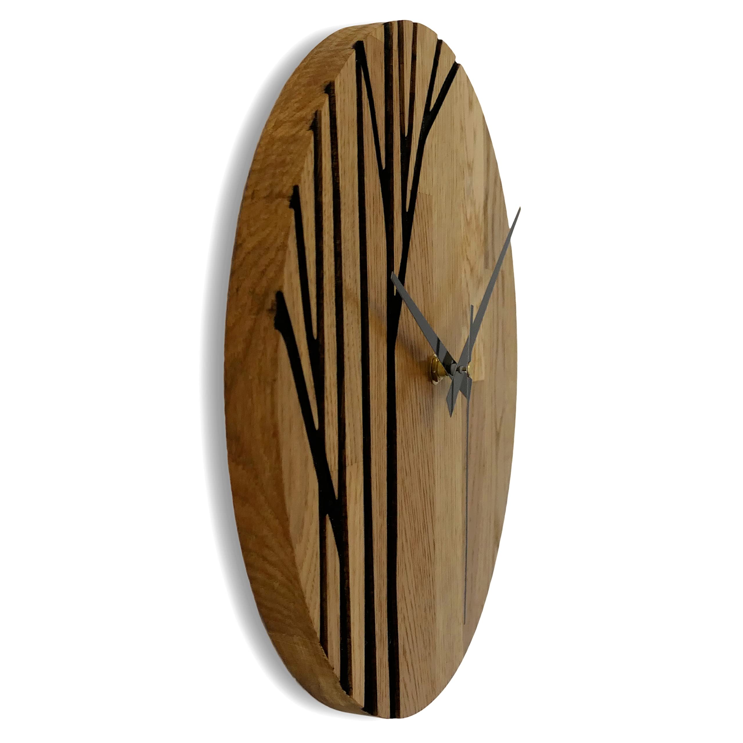 Wanduhr aus echtem Eichenholz, Moderne Wanduhr aus Holz, Heimdekoration aus Eiche - Mattlack, 40 cm