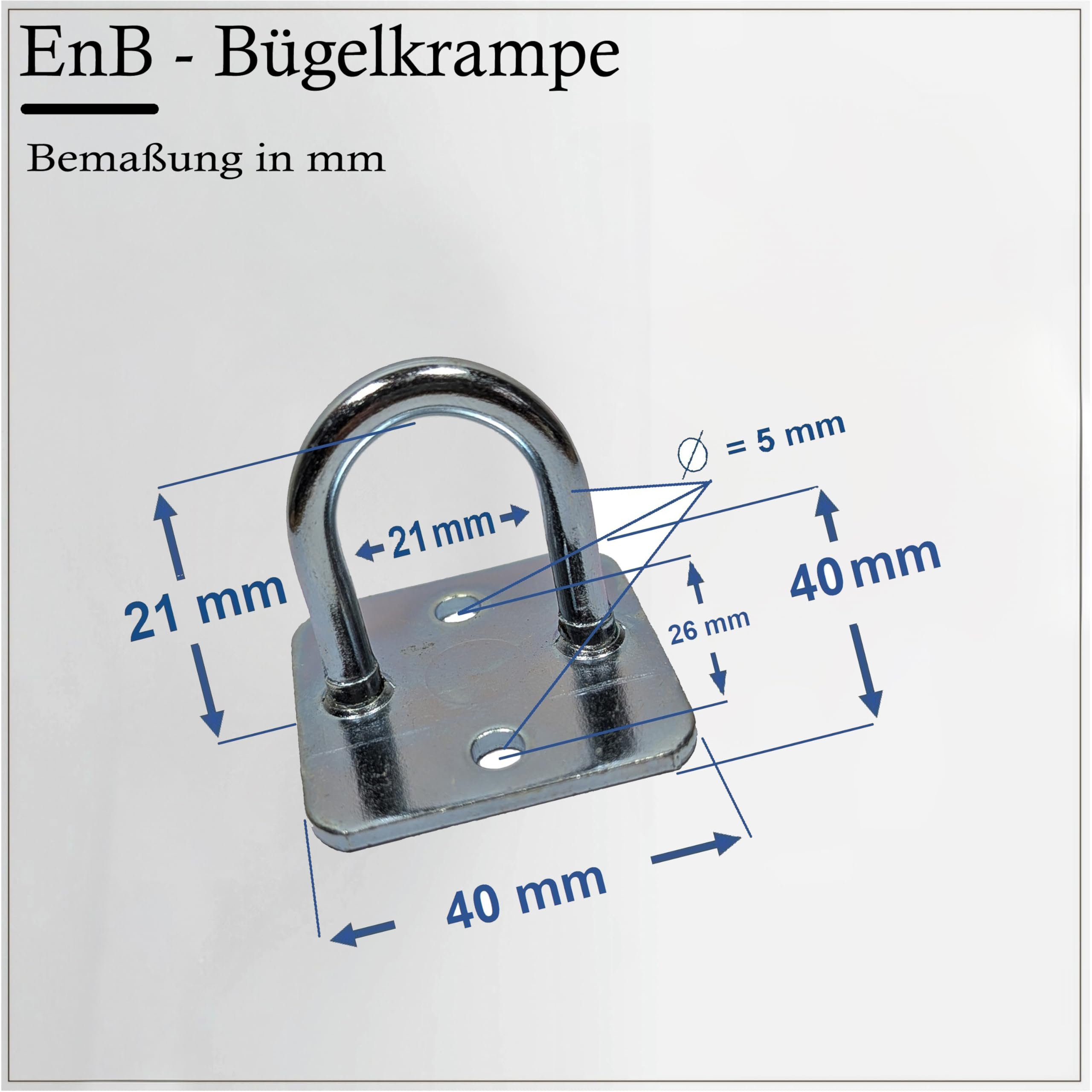 EnB Bügelkrampe 26x21 mm – 20 Stück verzinkte Planenhaken Made in Germany – rostfrei & extrem widerstandsfähig – Anhängerzubehör für Trailer, Pritsche & Boot – langlebig & bruchsicher