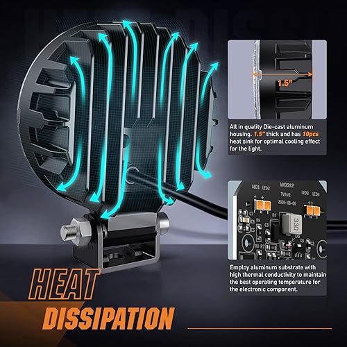 Miniatura 8 de Nilight 2 unidades de 3 pulgadas 12 W ámbar redondo LED amarillo luces de conducción de 90 haz de inundación integrado EMC Offroad luces antiniebla