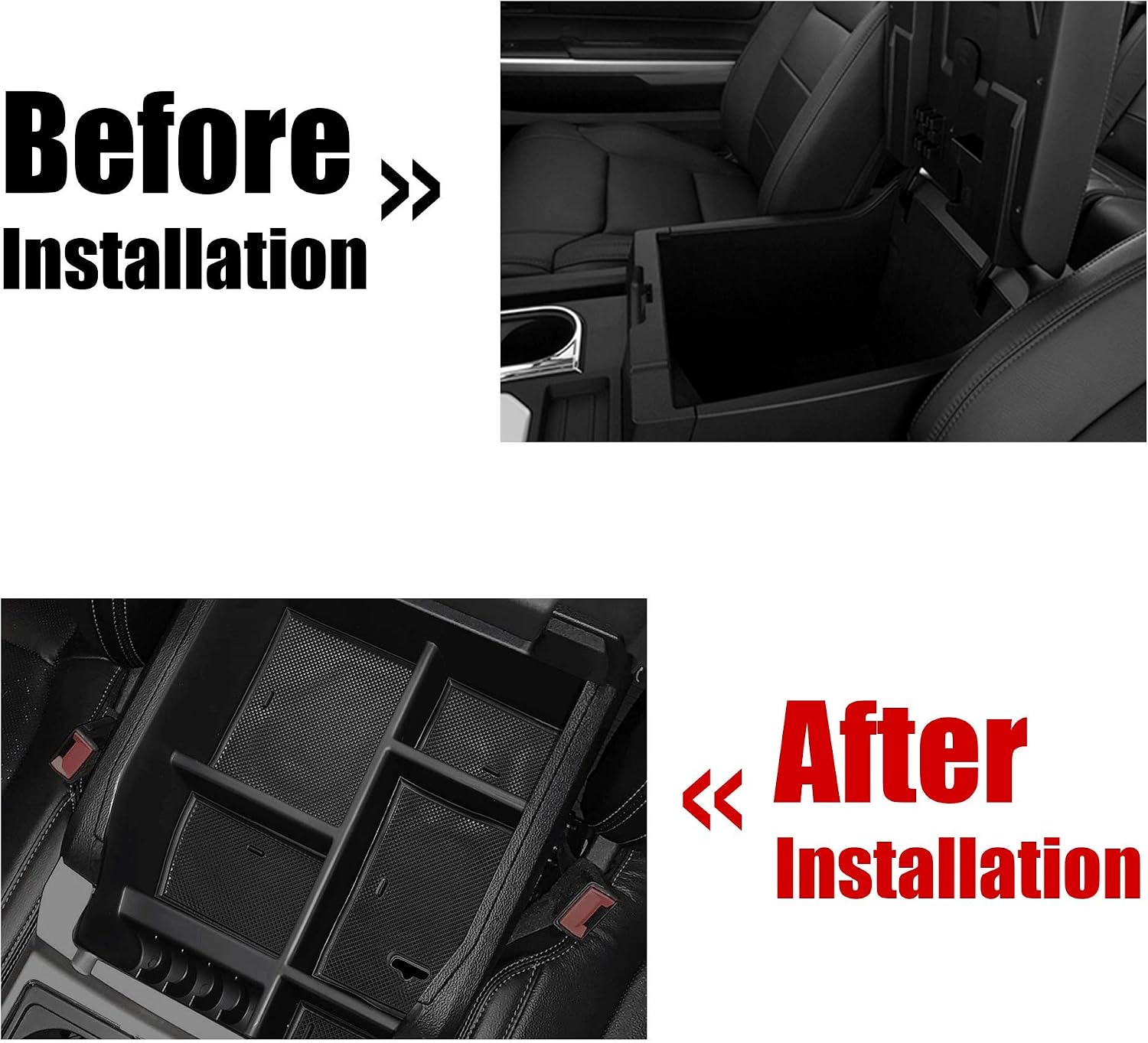 Richeer Center Console Organizer Tray Compatible with 2015 2016 2017 F150 ABS Black Materials Tray Accessories Armrest Box Secondary Storage