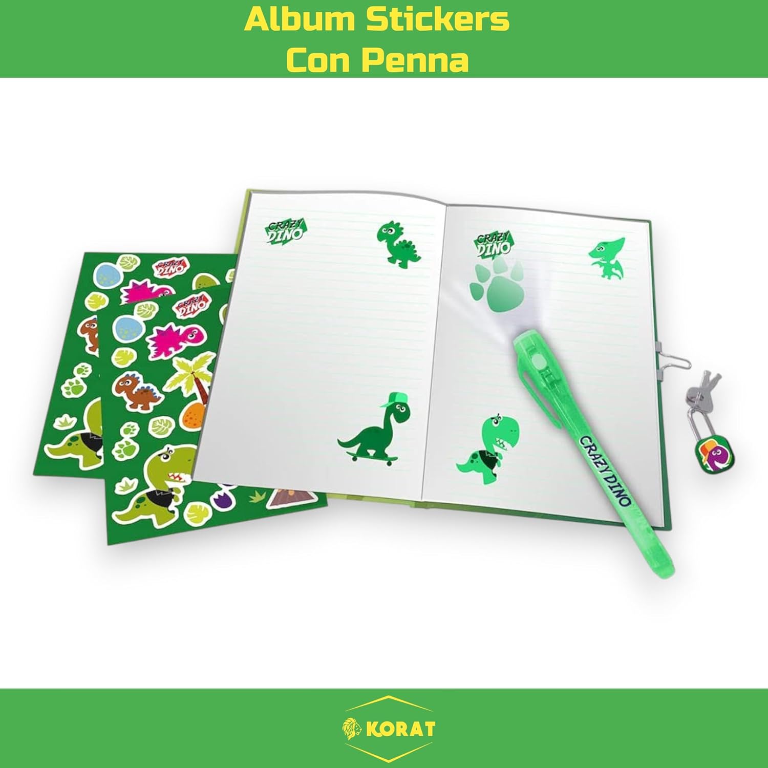 KORAT - Easter Surprise Egg School Kit for Children with Stationery, Colouring Set with Markers, Pencils, Album, Case and Accessories, Original Gift Idea Birthday Easter (Dinosauri)