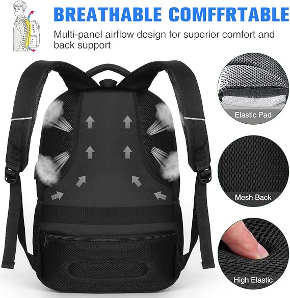 School Backpack Boys / Girls / Teenagers, Backpack School, Laptop Backpack for Men / Women, Daypacks Business Backpack with USB, Charcoal, 17,3 Zoll, Rucksack