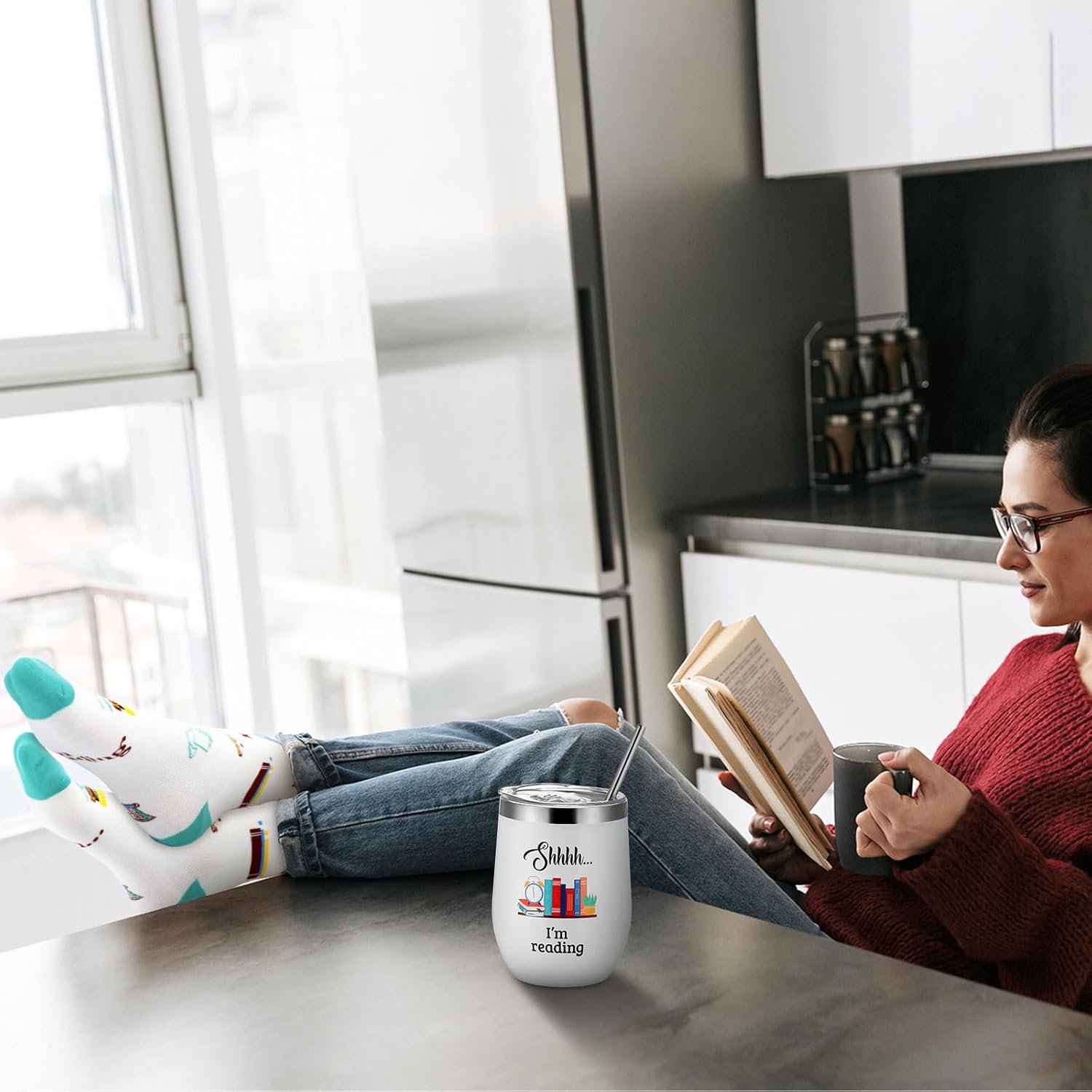 3 Pcs Book Lovers Gifts for Birthday Women Include 60'' x 50'' Reading Novelty Blanket Insulated Tumbler Socks for Mother's Day Library Club Librarian Readers Teacher Mother Gifts