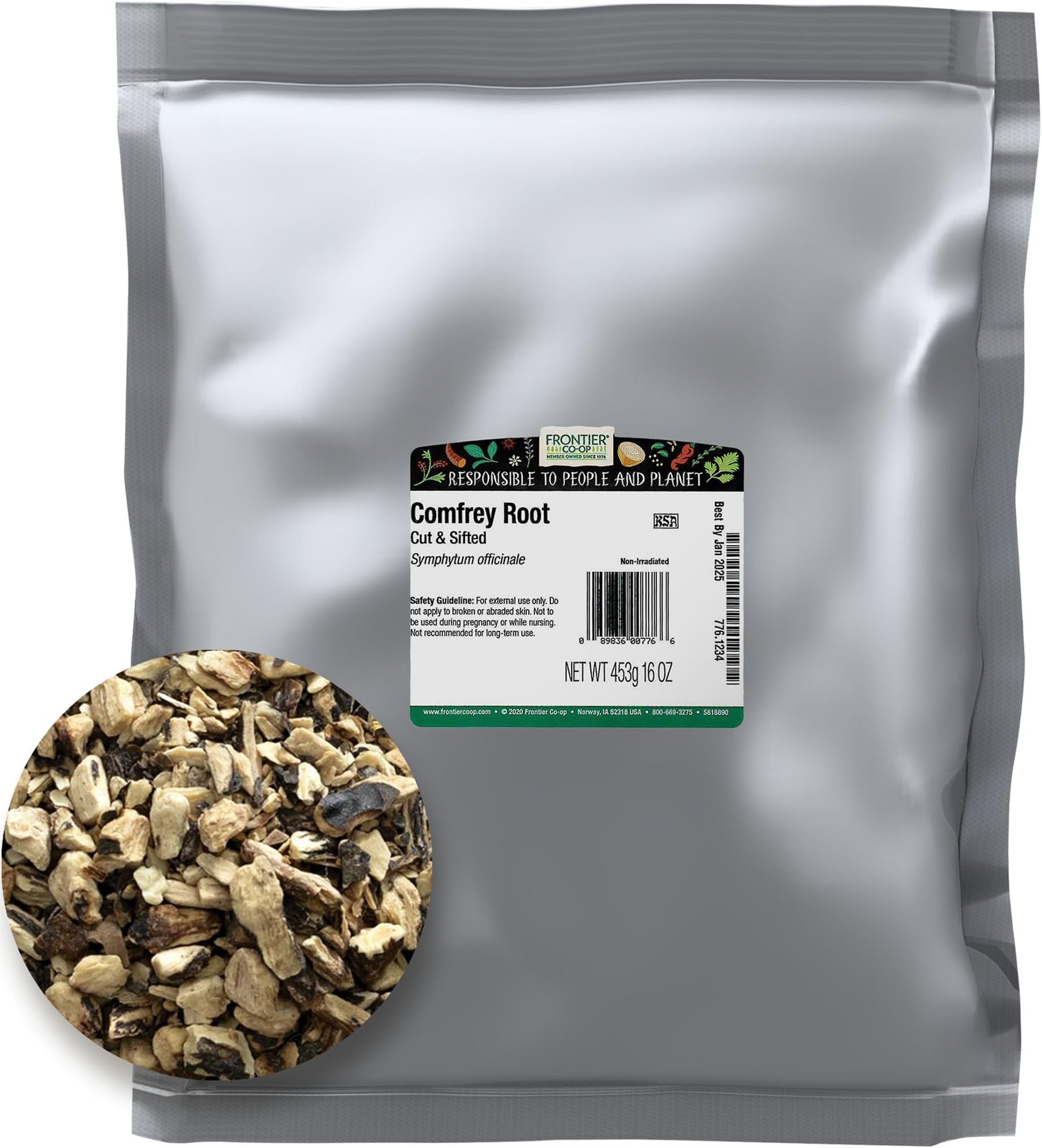 Frontier Co-op Comfrey Root, Cut & Sifted Natural Products 1 lbs Bulk