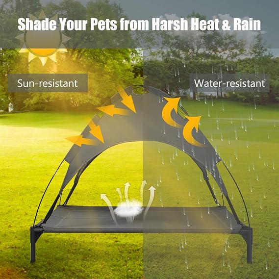 Maxmass Elevated Pet Cot, Cooling Raised Dog Bed with Detachable Canopy and Non-slip Feet, Portable Dogs Cats Bed for Indoor & Outdoor (XL)