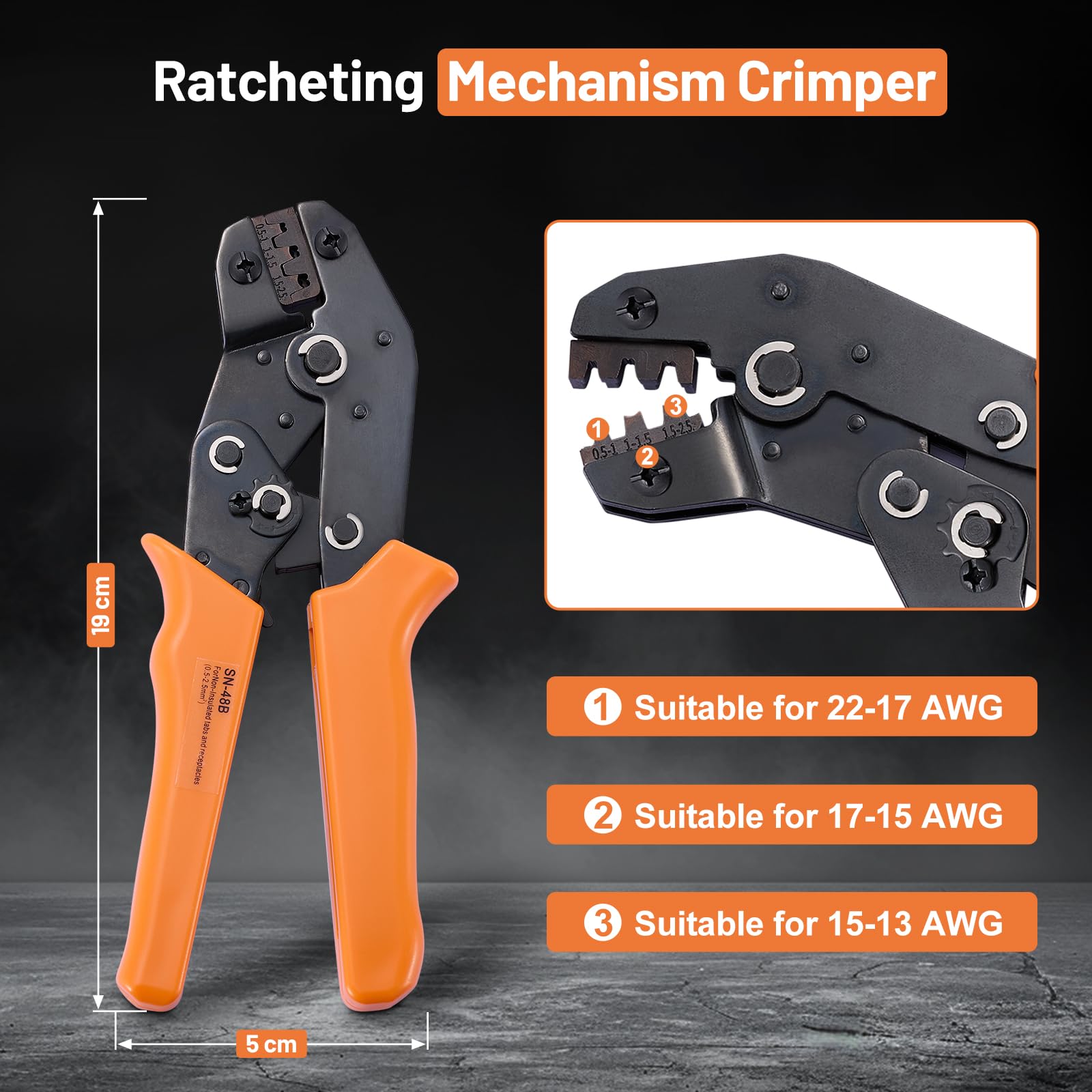 Ratcheting Mechanism Crimper details and wire gauge compatibility