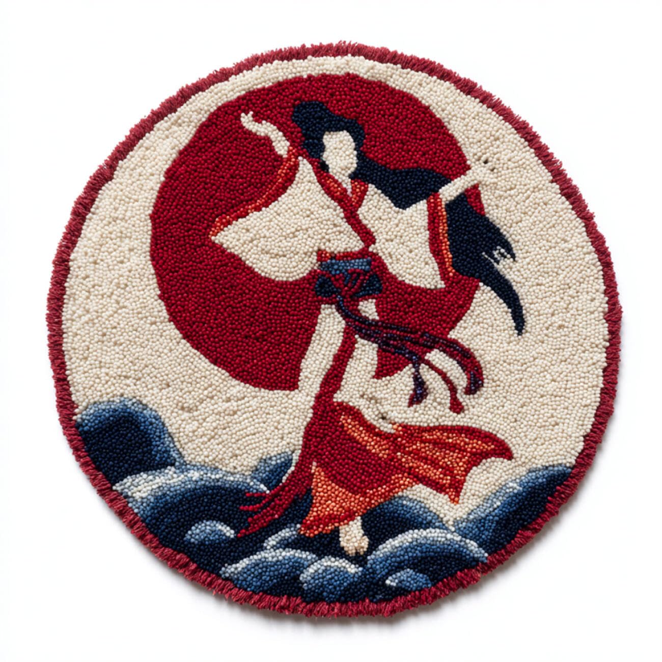 Kitquiver Rug Making Kit for Adults Japanese Geisha DIY for Kids and Adults Gift for Family Friends Needlework Crafts Cute Gifts 50x50cm