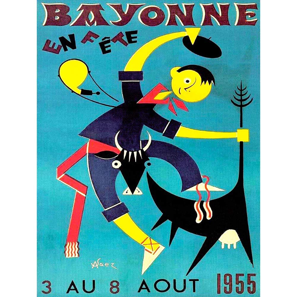 Wee Blue Coo Advert Exhibition Fair Fete Bayonne Cow Bull France Art Print Poster Wall Decor 12X16 Inch