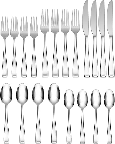 Miniatura 42 de Oneida Moda - Juego de cubiertos para 12, 75 piezas de cubiertos finos con utensilios para servir, acero inoxidable 18/10, acabado espejo, apto