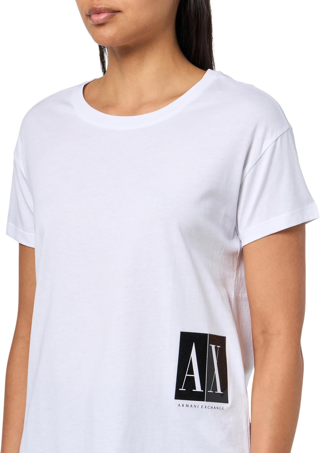 Armani Exchange Womens Bold Icon Logo Regular Fit Tee - Image 3