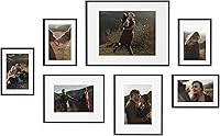 eletecpro Black Aluminum Gallery Wall Frames Set of 7 (1x11x14, 2x8x10, 4x5x7) - Modern Metal Photo Collage for Wall or Tabletop Display