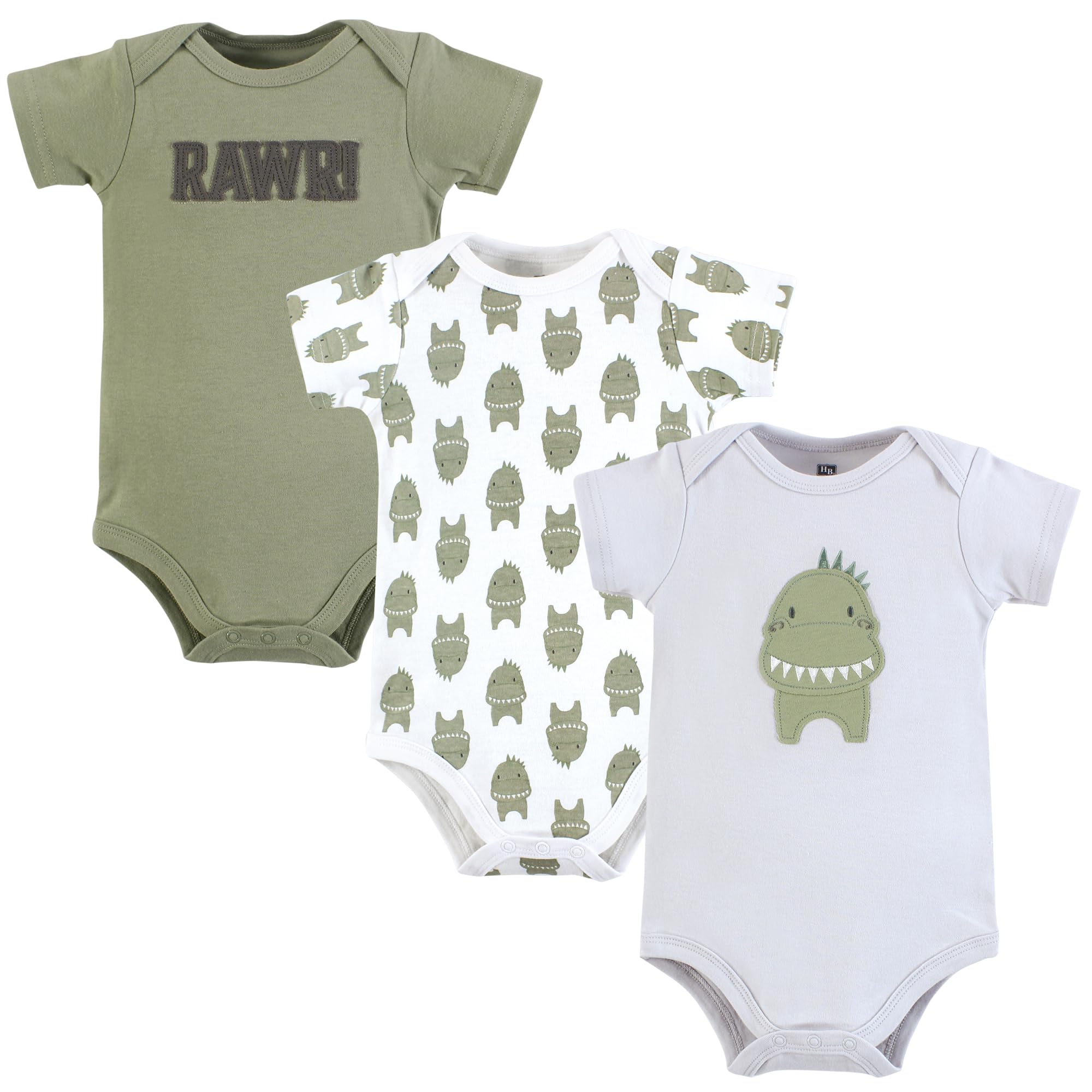 Hudson Baby Infant Boy Cotton Bodysuits Modern Dino 0-3 Months