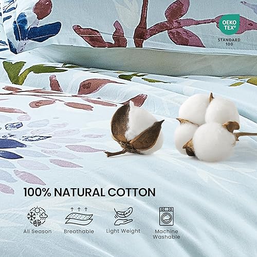 Miniatura 6 de Juego de edredón tamaño King - Juego de edredón de 4 piezas 100% algodón tamaño King, juego de edredón floral bohemio, juegos de cama tamaño King,