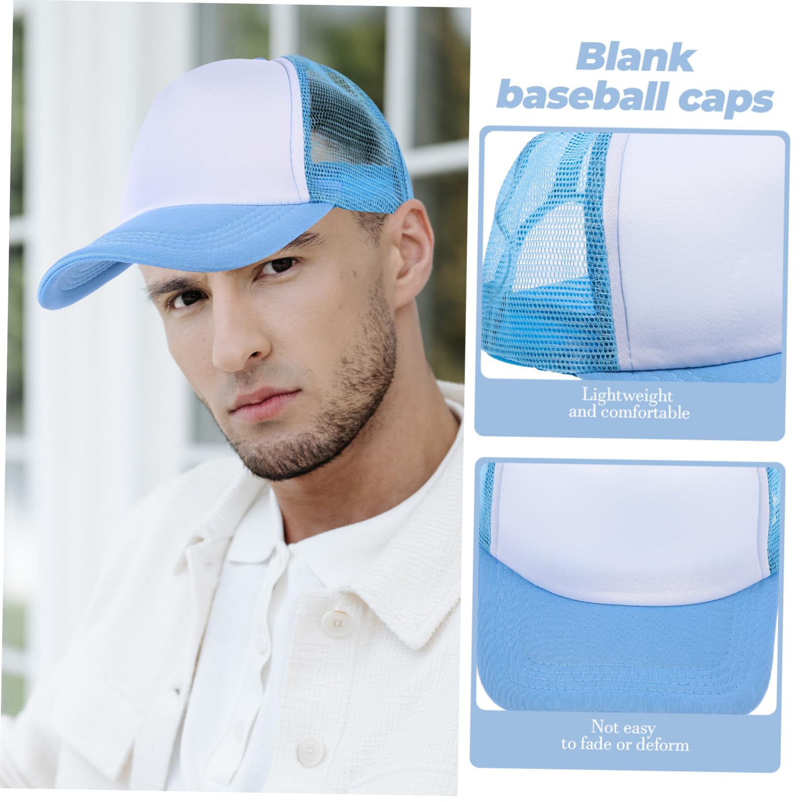 Toyvian Gorra de Béisbol Mesh para Sublimación Gorra DIY Ligera y Transpirable para Hombre Paquete de Unidades para Actividades