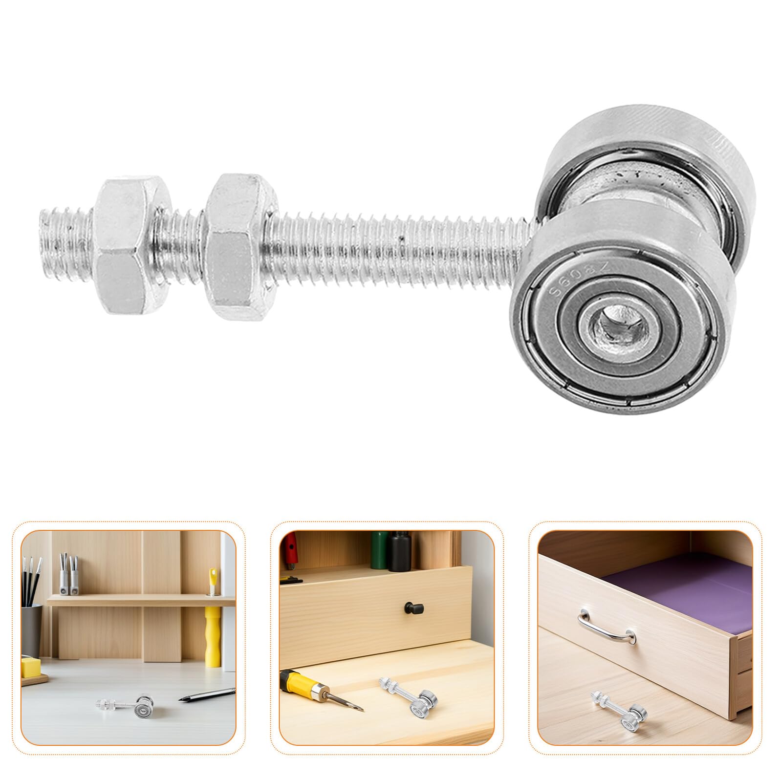 Ensemble De 4 Galets De Rail De Porte Coulissante Roulettes À Double Roulement Pour Porte De Grange Support M8X60 Pour Placard Penderie Et Garage
