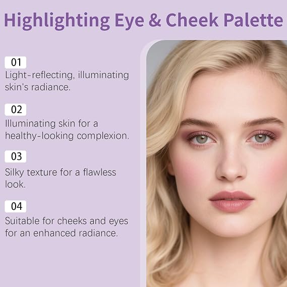 All in One Makeup Palette - Cheek & Eyeshadow Palette - Face Palettes With Metallic Shimmer Eye Shadow, Highlighter Makeup, Blush - Natural Glow & Long Lasting Face Sculpting Contour Palettes
