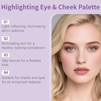 All in One Makeup Palette - Cheek & Eyeshadow Palette - Face Palettes With Metallic Shimmer Eye Shadow, Highlighter Makeup, Blush - Natural Glow & Long Lasting Face Sculpting Contour Palettes