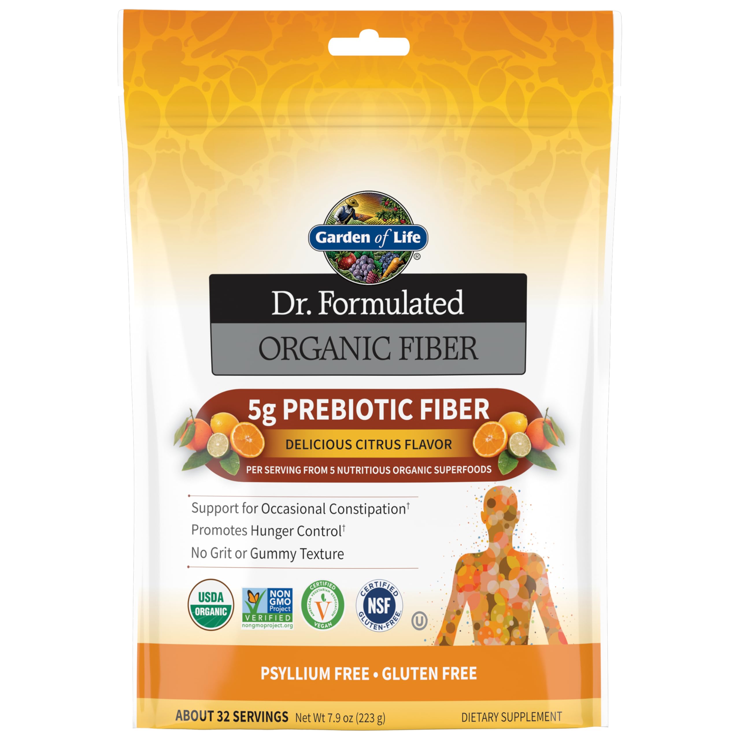 Garden of Life Dr. Formulated Organic Fiber, Citrus, 7.9 oz (223 g) - 1 Units