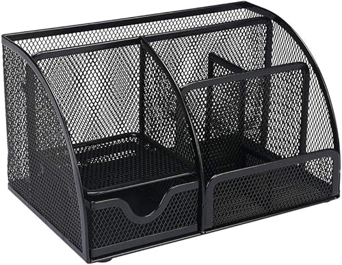 Miniatura 7 de PAG organizador de escritorio de malla para artículos de oficina, soporte para bolígrafos y accesorios, con cajón