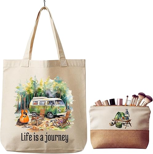 Alibu - Bolsa de lona para maquillaje, bolsas de lona para mujer, regalos de viaje para mujer, bolsa de viaje de algodón estética, bolsa de playa