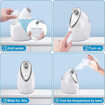 Facial Steamer, Nano Ionic Face Steamer for Pores with Adjustable Steam Nozzle and 98ml Large Water Tank, for Home Sauna SPA Aromatherapy Mist Spray,Compact and Portable Perfect for Travel