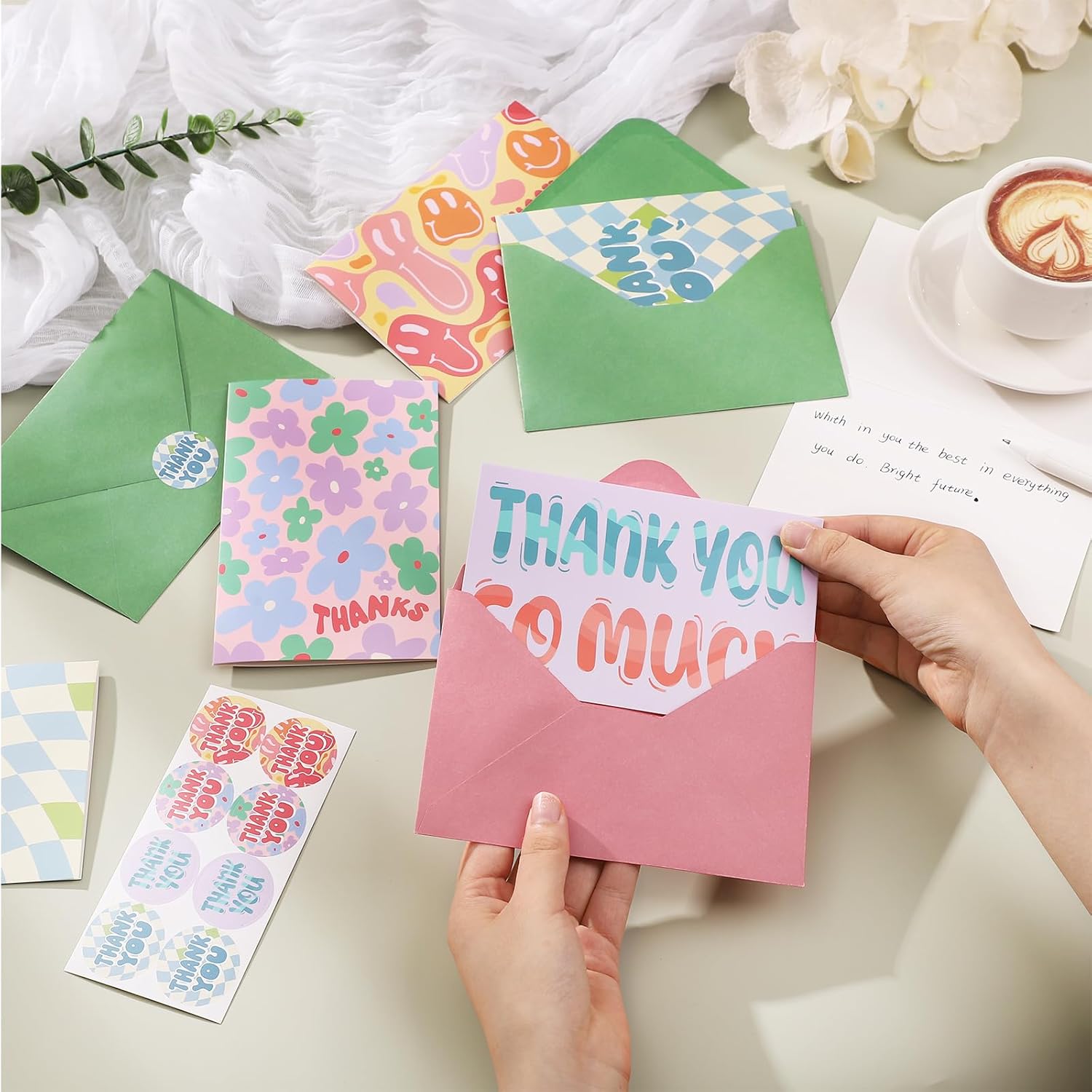 36 Pack Thank You Cards with Envelopes, 4x6 Inch Thank You Notes with Envelopes & Stickers, Cute Greeting Cards for Birthday, Wedding, Baby Shower, Graduation, Easter, Mother's Day, Teacher's Day - Image 5