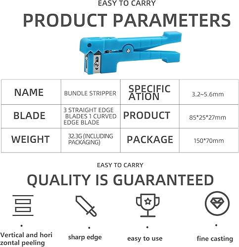 Miniatura 5 de Cruiser 45-163 Herramienta pelacables de fibra óptica y coaxial (azul, acero de aleación)