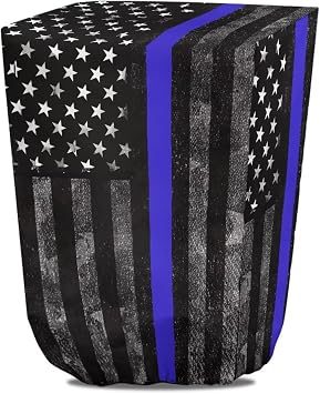 Boatee Electric Tongue Jack Cover Thin Blue Line American Flag RV Accessories Police Flag RV Power Jack Protector with Elastic Band RV Electric Tongue Jack Protective Cover 300D Polyester
