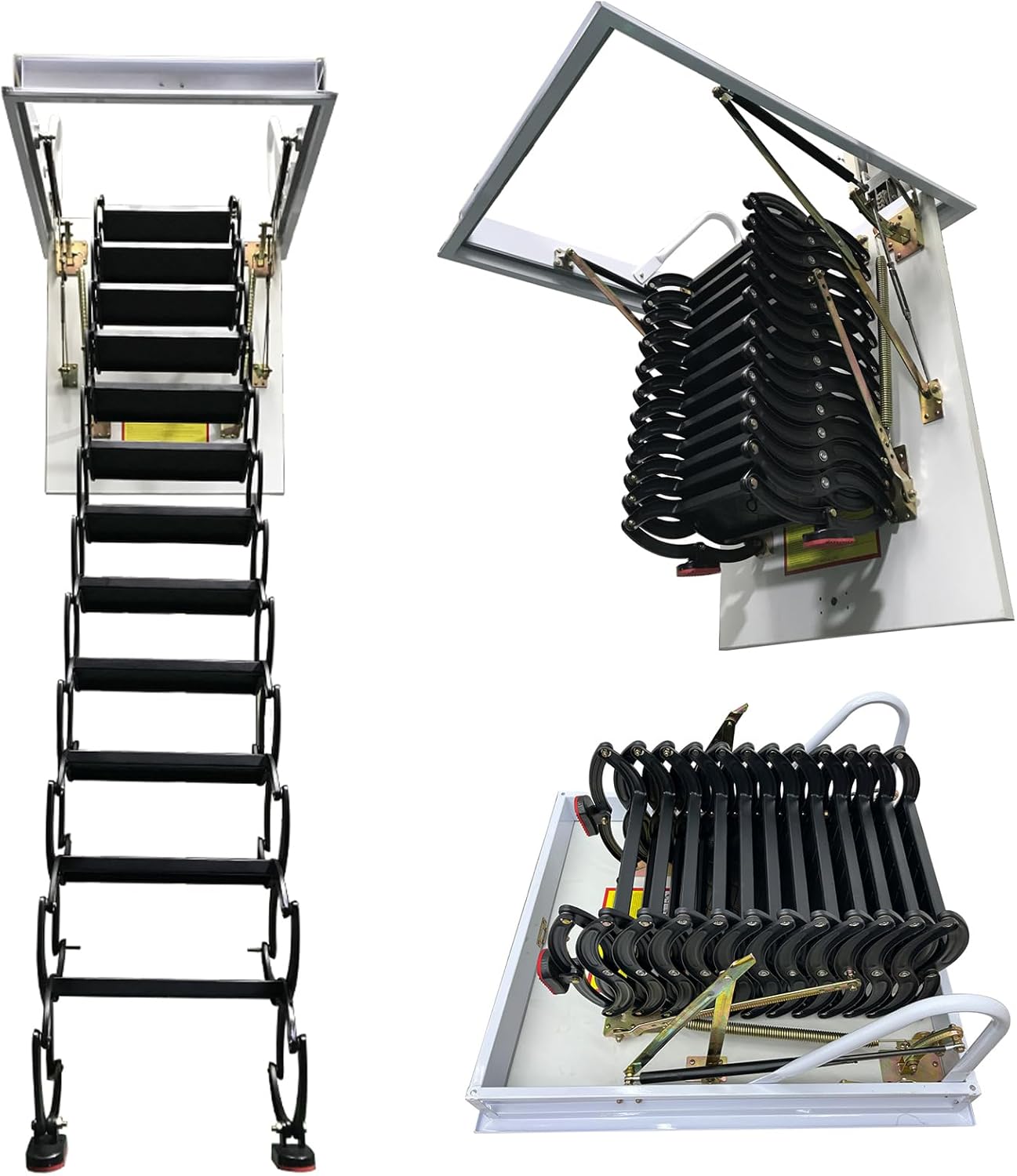 TECHTONGDA Pull Down Attic Ladder, 12Step Retractable Folding Loft