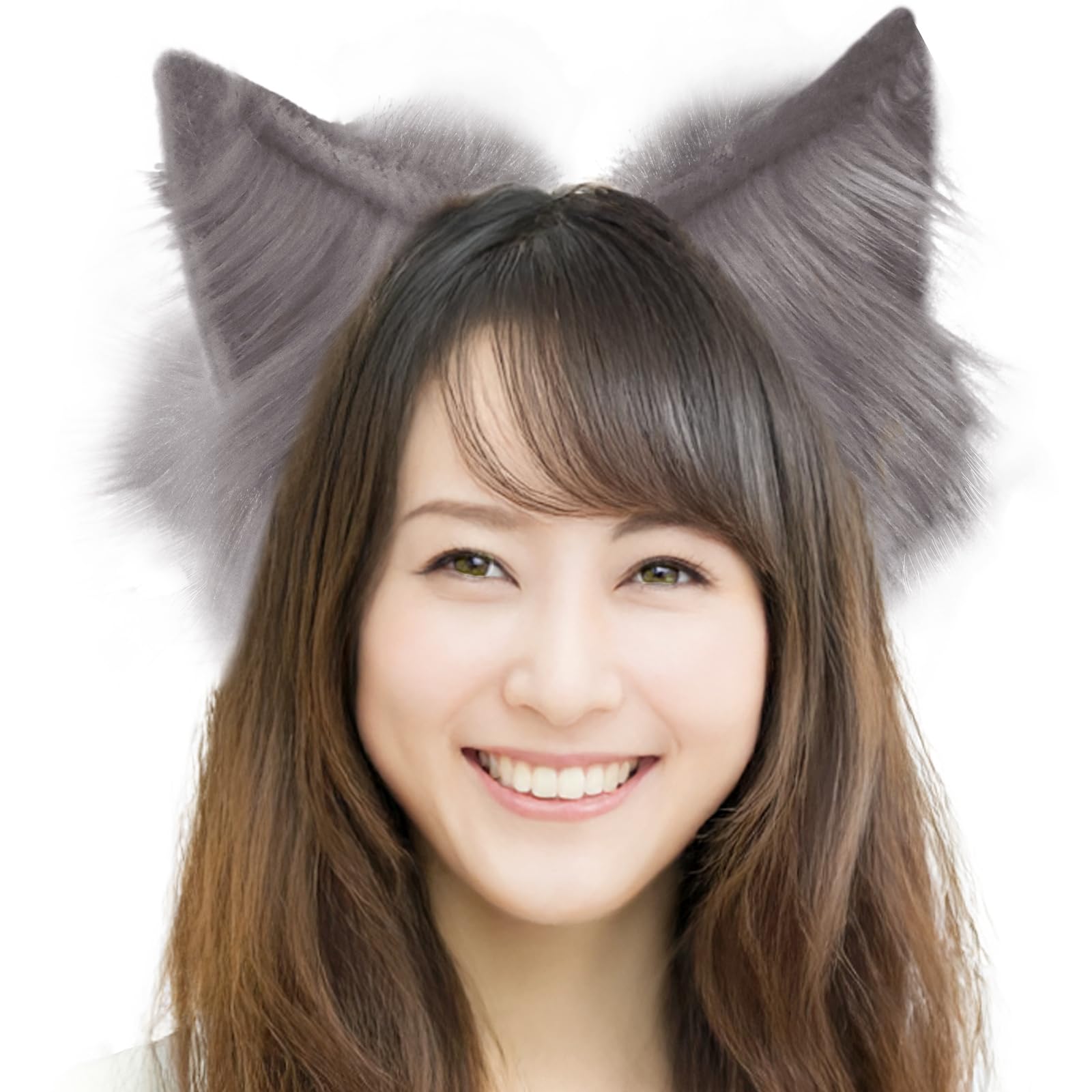 [ALVEIN] 猫耳 カチューシャ きつね耳 ヘアバンド コスプレ ケモミミ 獣 耳 調節可能 ふせ耳 たれ耳 モフモフ ふわふわ 獣耳 ハロウィン 文化祭 リアル パーティー 仮装 イベント (グレー)