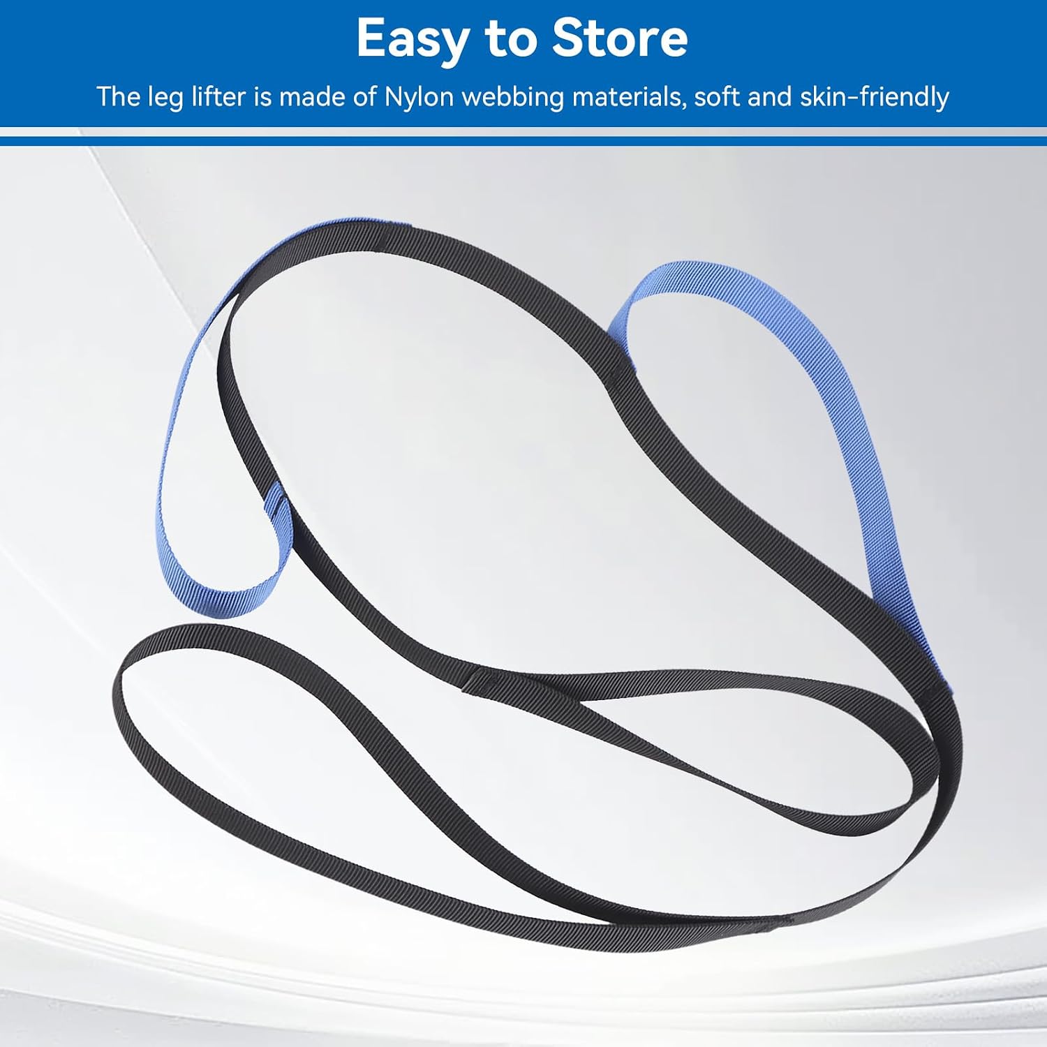 Leg Lifter Strap, Nylon Webbing Foot Loop Portable Disabled Elderly Hand Grip Mobility Aid Hip Surgery Recovery Supplies for Walking Practice, Chronic Hip, Knee & Mobility Limitations (Blue)