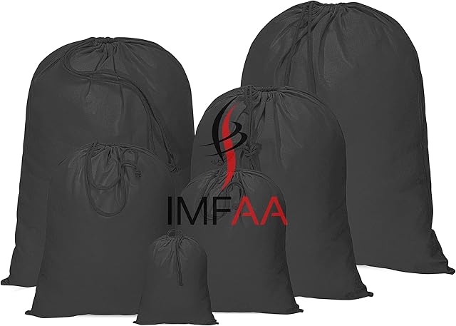 IMFAA XX-Large(70x85) Drawstring Laundry Sack, Stocking, Storage, Muslin 100% Cotton Shopping Bags. (Pack-1, Black)