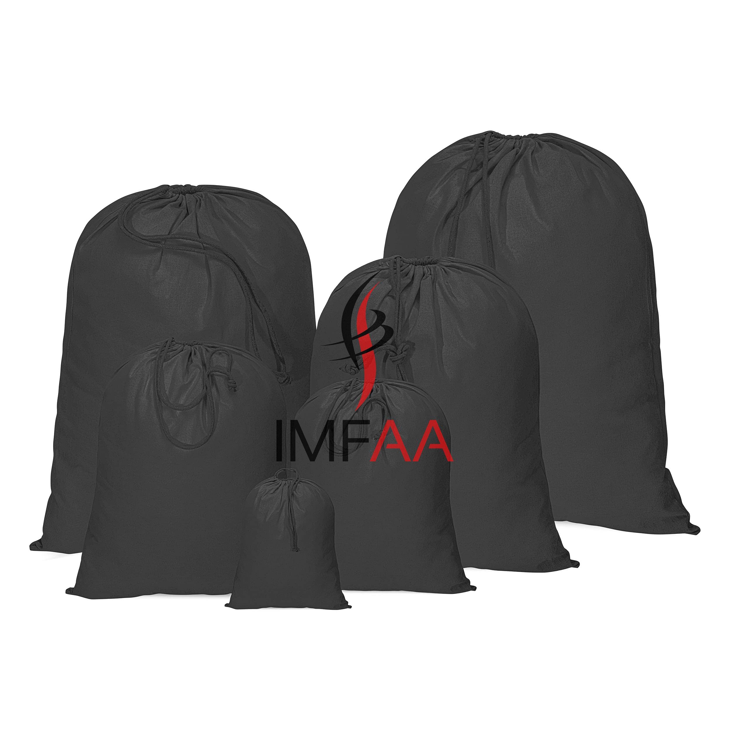 Imfaa Black Small(25X30) Drawstring Laundry Sack, Stocking, Storage, Muslin 100% Cotton Shopping Bags. (Pack-100, )