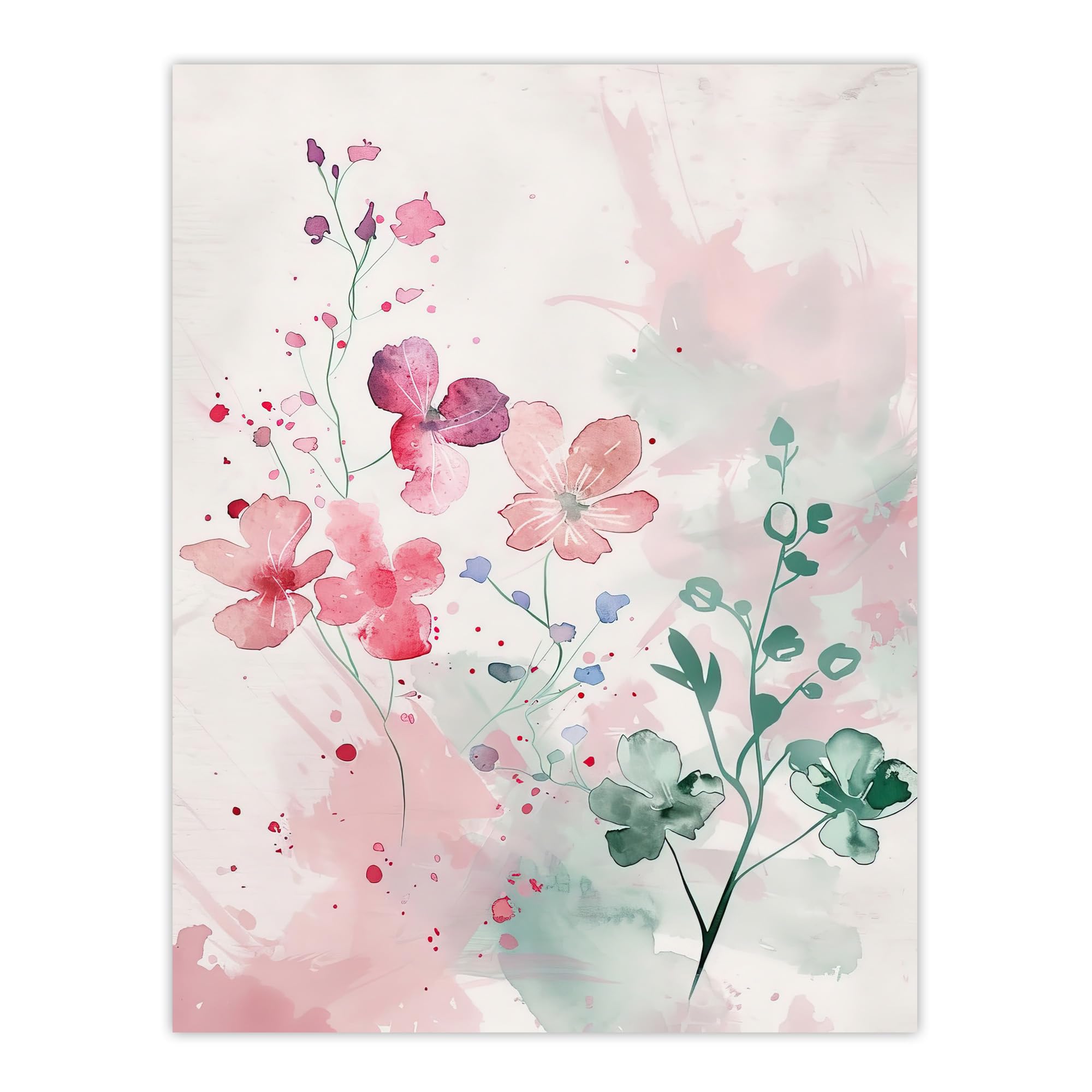 Artery8 Pretty Light Geranium Flowers Pastel Watercolour Living Room Large Wall Art Poster Print Thick Paper 18X24 Inch