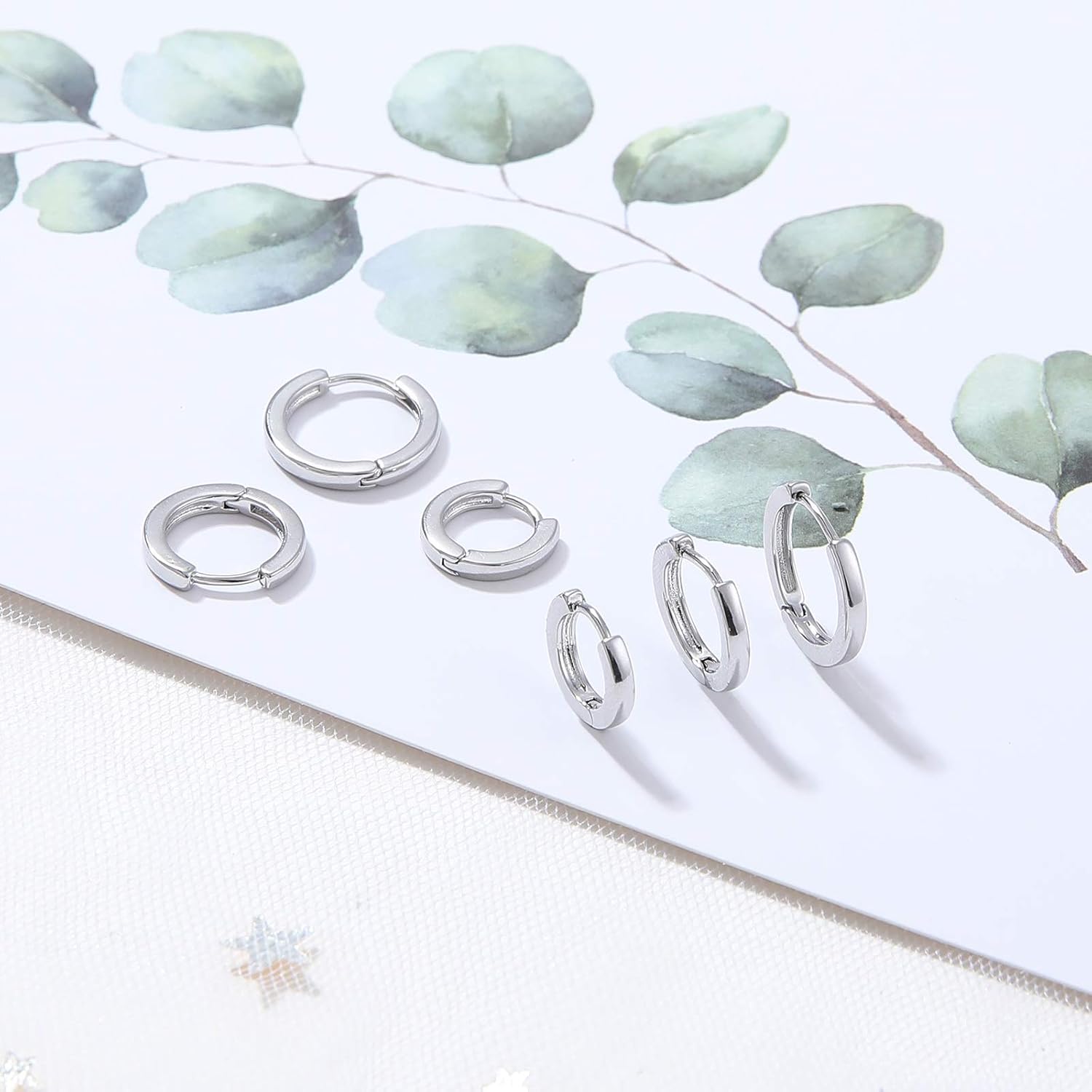 micuco 3 Pairs Small Hoop Earrings Set for Women, 14K Gold Plated Huggie Hoop Earrings for Men, Tiny Cartilage Hypoallergenic Earring Set - Image 5