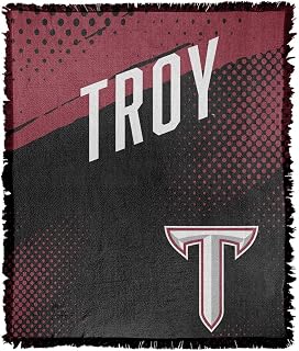 LOGOVISION Troy University Fan Zone Woven Tapestry Cotton Blend Fringed Throw Blanket 50"x60"