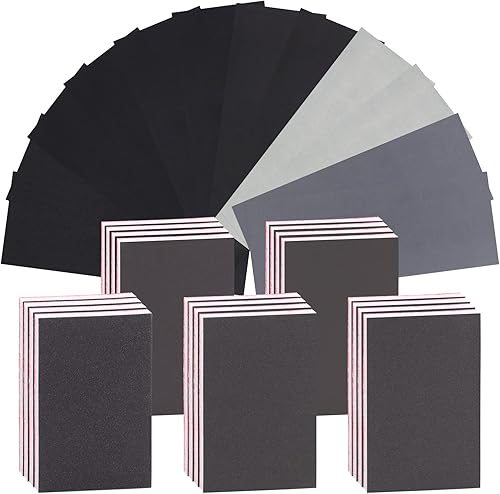 Hilitchi Esponja de lijado de grano de doble uso húmedo y seco de doble uso, esponjas de lijado ultrafinas, kit de almohadillas de lijado de espuma