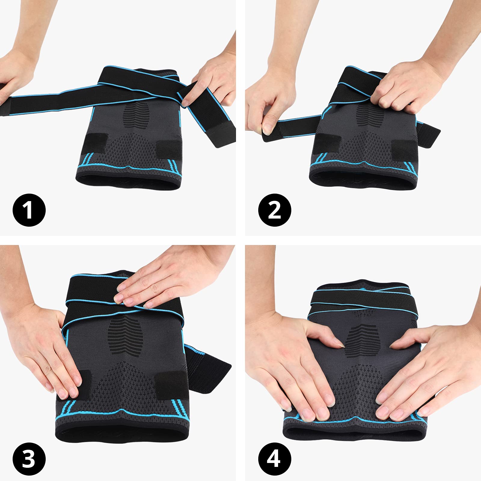 MILAIUN Ginocchiera Ortopedica 2 Pezzi, Tutore Ginocchio Legamenti Menisco, Elastica Antiscivolo Fascia Compressione Ginocchio,per Artrite e Il Recupero da Infortuni (Blu-XL)