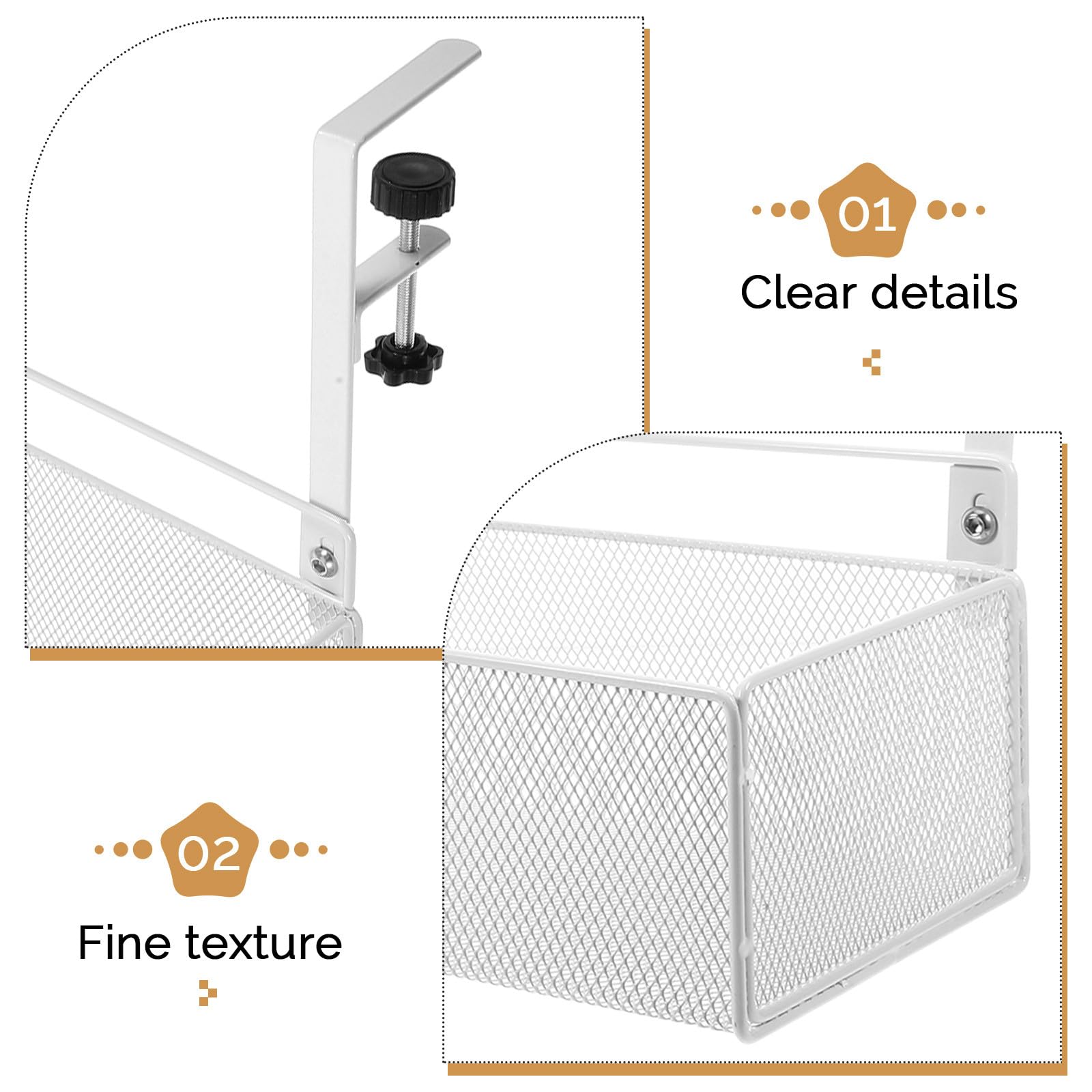 minkissy Organizador de Almacenamiento Metálico Blanco Debajo del Escritorio, Cesta Ajustable sin Taladro para Oficina y Hogar, Soporte para Documentos y Papelería, Solución Práctica