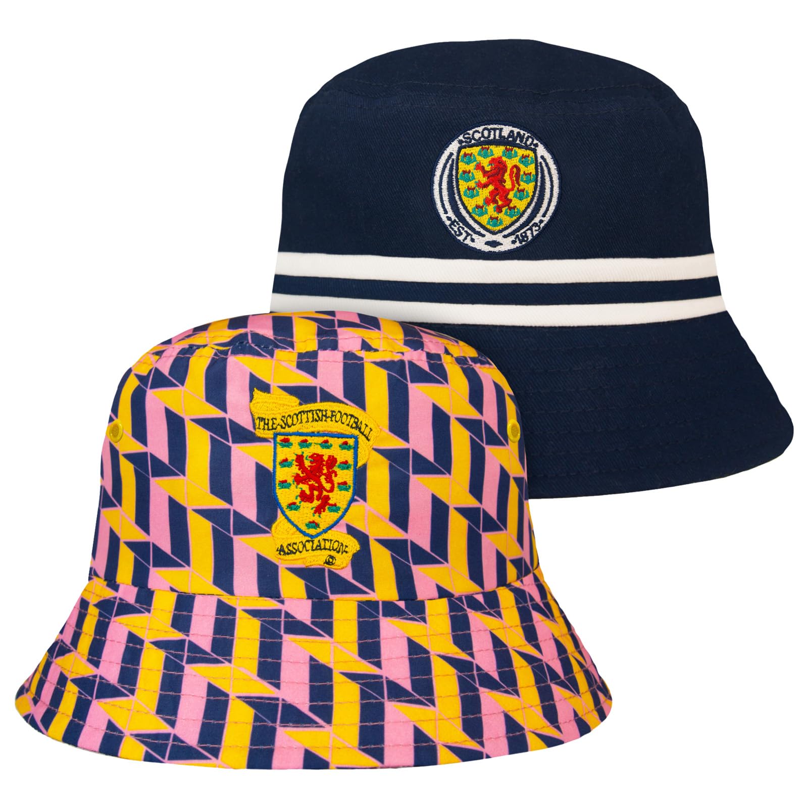 Scottish Fa Men's Navy / Multi Third - 2 Pack Scotland Bucket Hat Official Sfa Home And 1990 Third Shirt Colours 2 Pack L/Xl