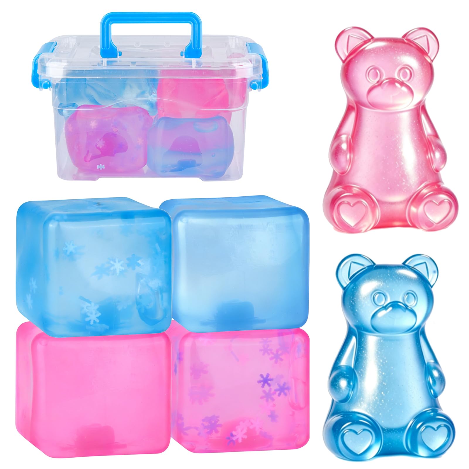 6Pcs Stress Cube Squishis Giocattoli,Fidget Toys for Bambini & Adulti | Palle Piene Zucchero Malto,Materiali Sicuri,Giocattoli Sensoriali Adolescenti,Aula,Favore Festa Compleanno,Riutilizzabile Box