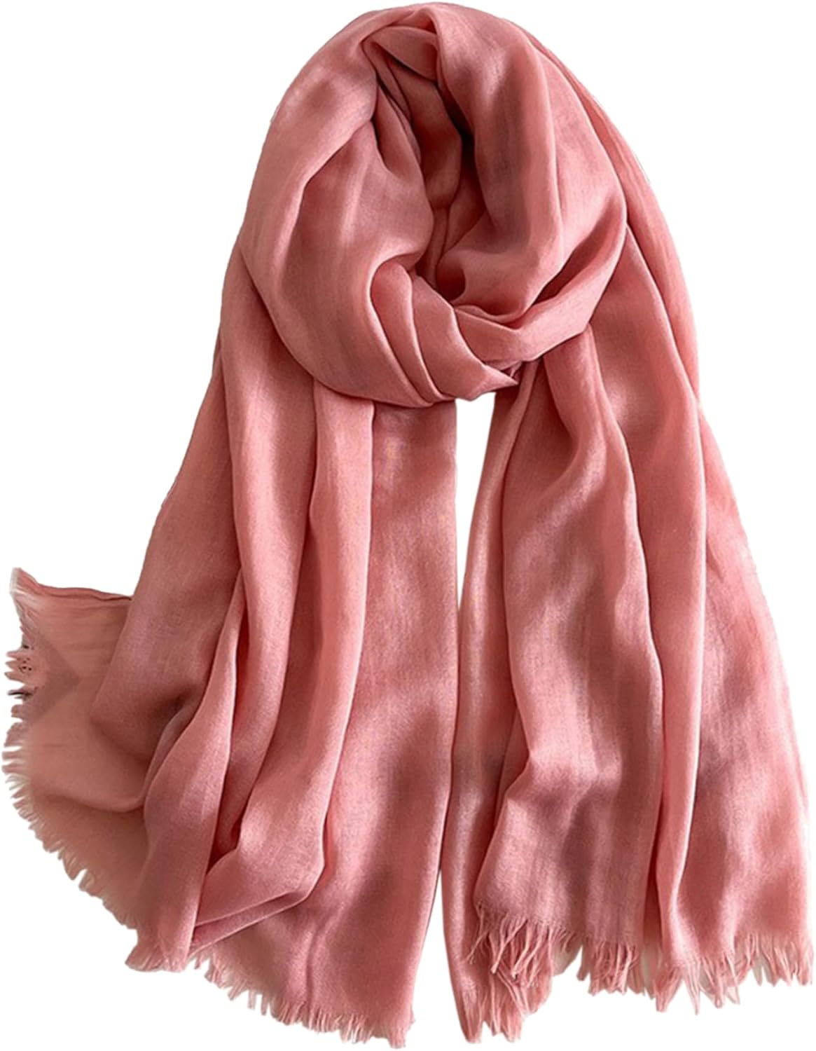 Solid color cotton and linen scarf, wrinkled all season versatile long sunscreen fashionable shawl Solid color cotton and linen scarf, wrinkled all season versatile long sunscreen fashionable shawl