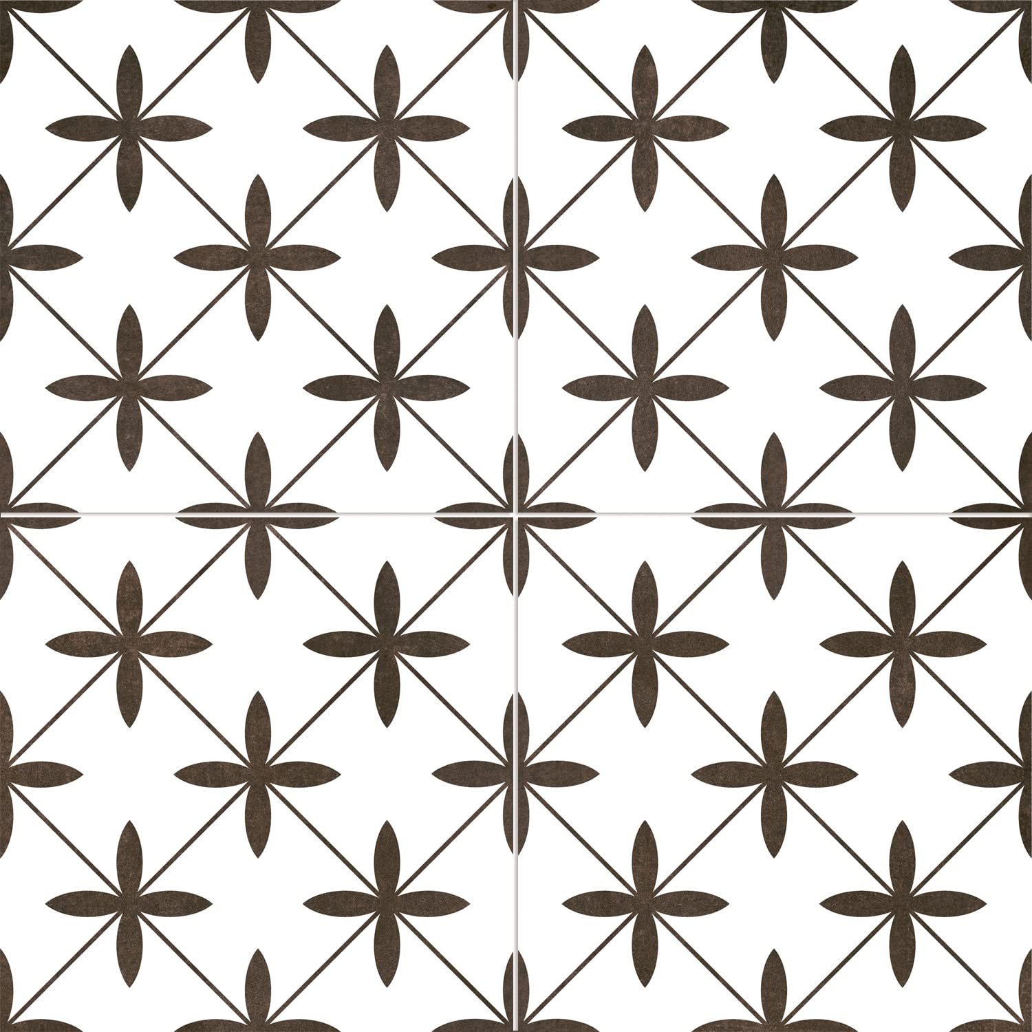 The Bath People White Tarlo Geometric Cross Ceramic Tiles Square Wall Or Floor Tile – Cut Sample