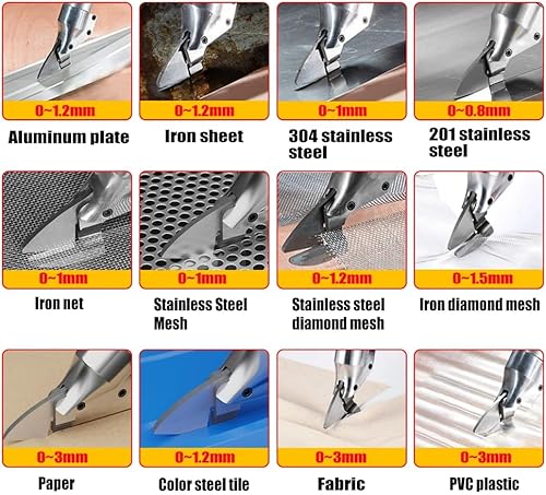 Miniatura 7 de Tijeras eléctricas de metal, tijeras de metal inalámbricas para cortar hojas, hierro, tapicería, alfombra, cuero, cartón con 2 baterías de 3000 mAh,