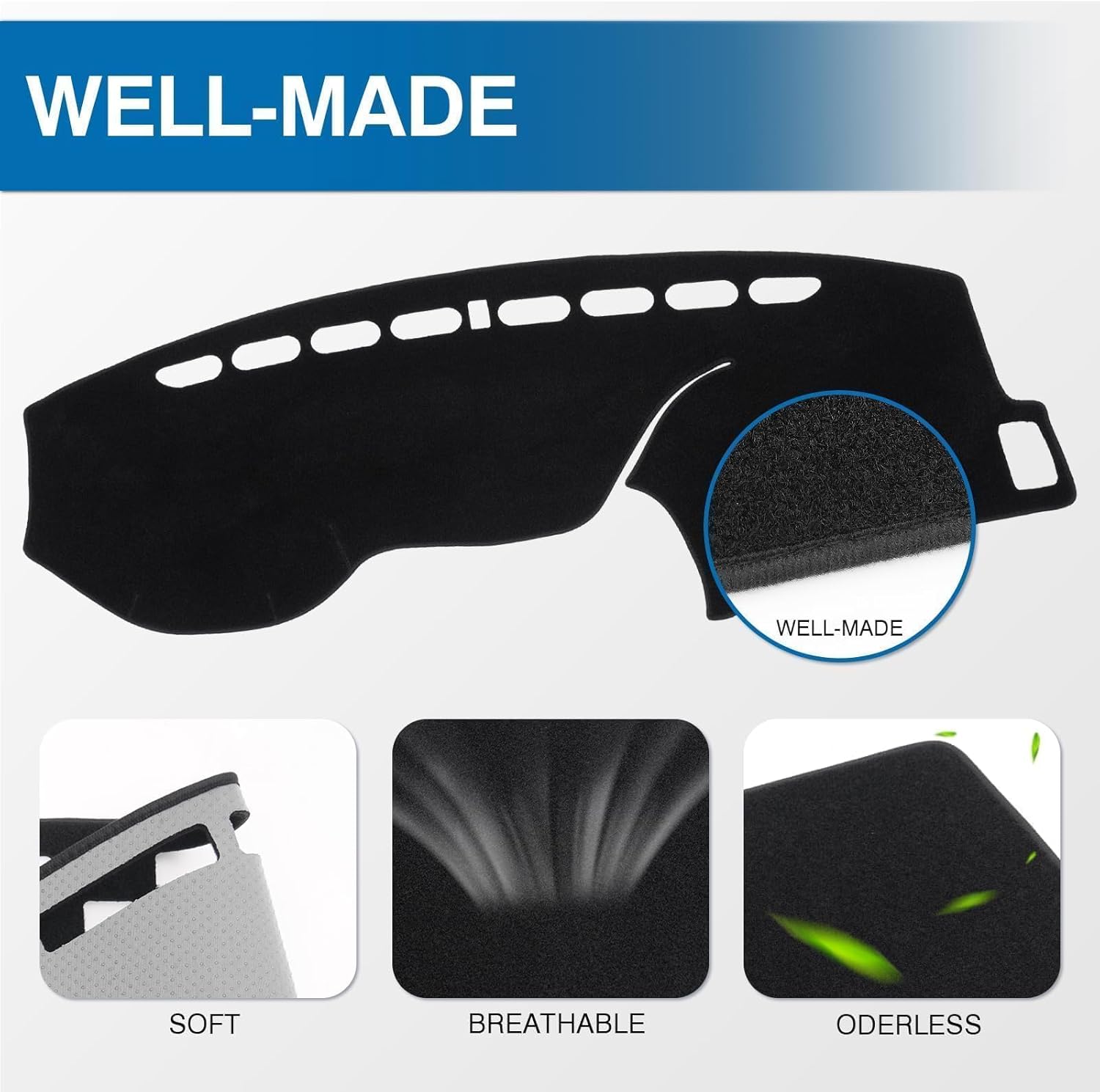 KUST Black Dash Cover for Honda Accord 2013 2014 2015 2016 2017 (LX, Sport, EX, EX-L, & Touring) Polyester Dashboard Cover Non-Slip Center Console Dash Cover Accessories for Honda Accord No Glare