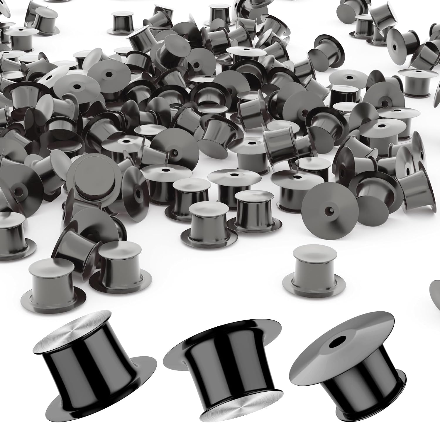 Pin Backs, 100 Pieces Metal Locking Keepers Clasp Needle Lock Flat Head Clamp Badge Fastener Tie Tack Lapel Brooch Enamel Pins for DIY Crafts, Without Needle - Gold