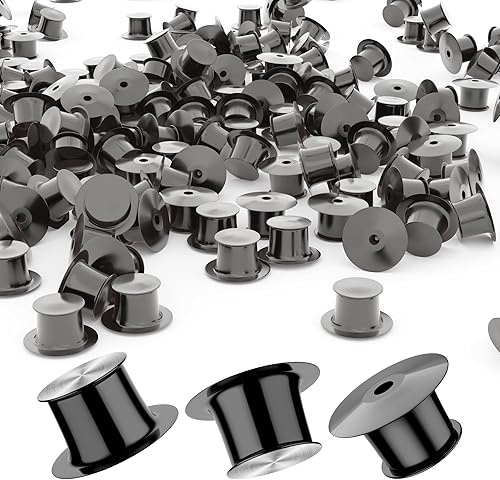 Miniatura 8 de Parte trasera de pasador de metal, cierres de pasador de bloqueo, 20 piezas de cierre de aguja, cierre trasero, abrazadera de cabeza plana, broche