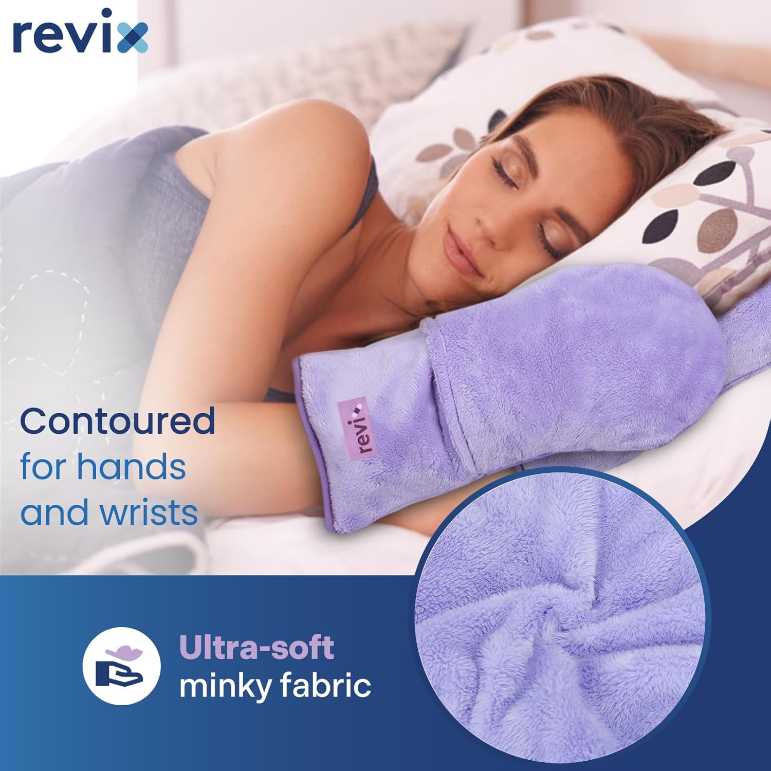 REVIX Microwavable Heating Mittens for Hand and Fingers, Heated Hands Mitts Warmers 1 Pair, Unscented Hand Muff