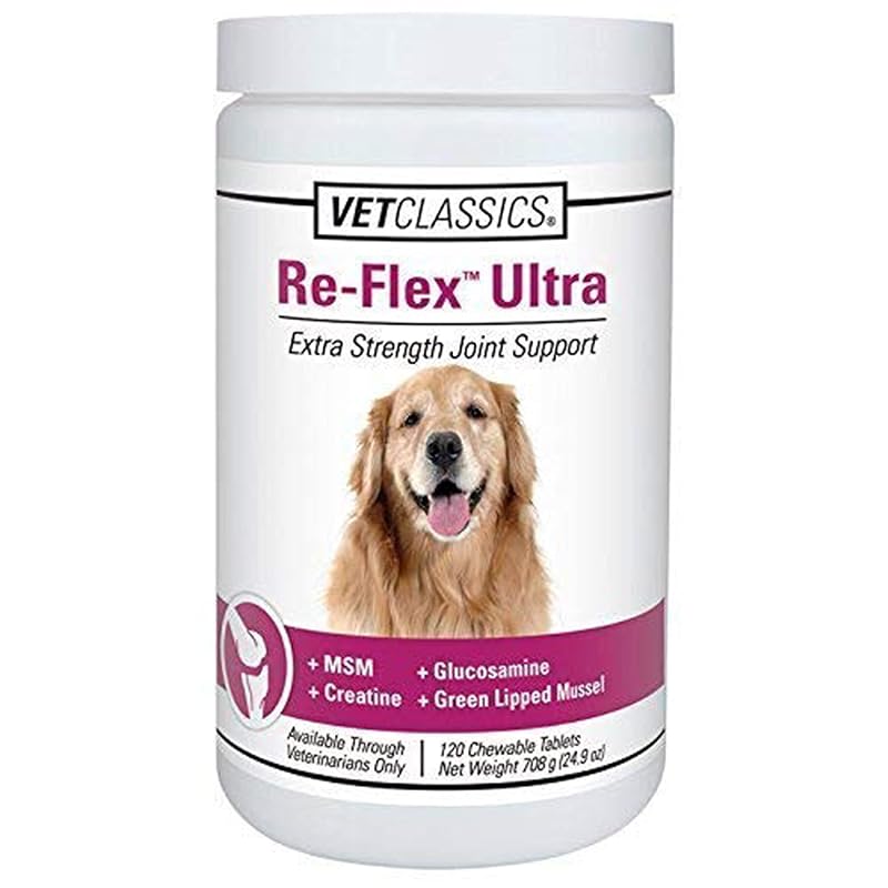 Suplemento para articulações e quadril de cães Vet Classics Re-Flex Ultra Extra-Strength, 120 comprimidos mastigáveis