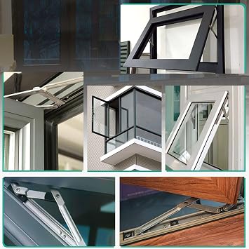 MroMax 12 Inch Round Slot Casement/Hanging Window Hinge and 202 Stainless Steel Silver Tone 2PCS